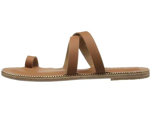 Sunset Blvd Swarovski tan, handmade leather sandals slide  - Side View