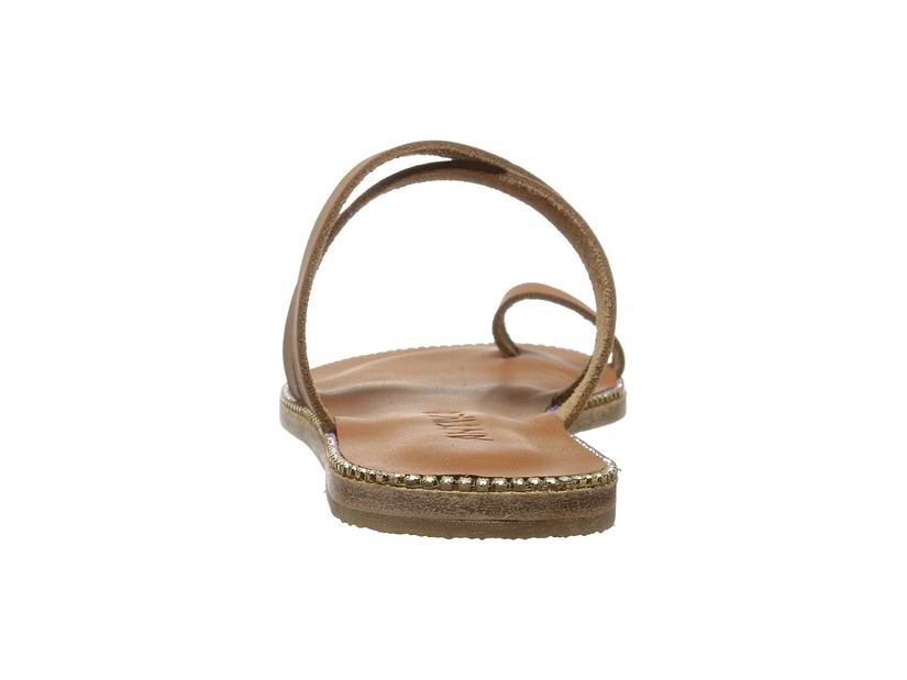 Sunset Blvd Swarovski tan, handmade leather sandals slide  - back View