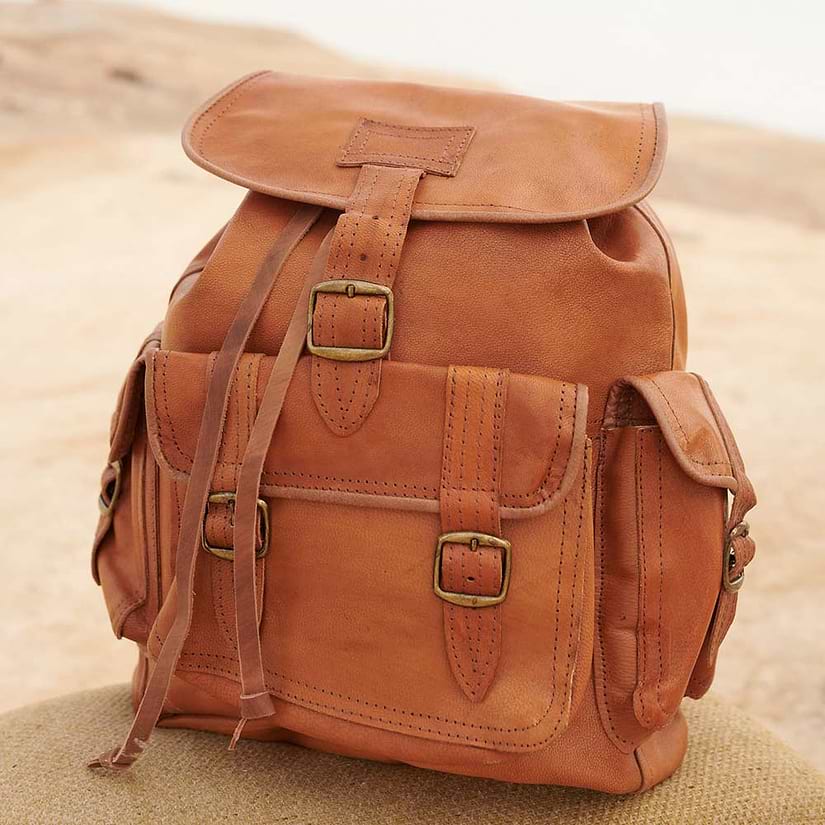 Jerusalem Sandals-Mens-Soft-Leather-Shoulder-Strap-Backpack