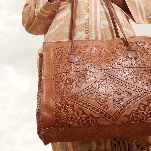 Jerusalem Sandals - Embossed Soft Leather Handbag