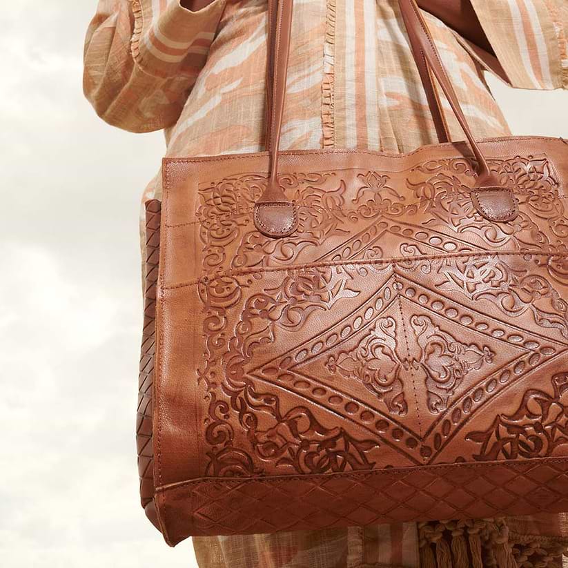 Jerusalem Sandals - Embossed Soft Leather Handbag