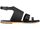 Abbot Kinney Blvd black snake, handmade leather buckle sandals with front toe loop - Side View