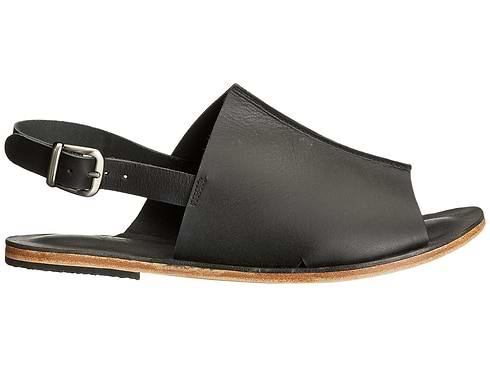 Montana Blvd black, handmade leather with back strap buckle sandals - Side View