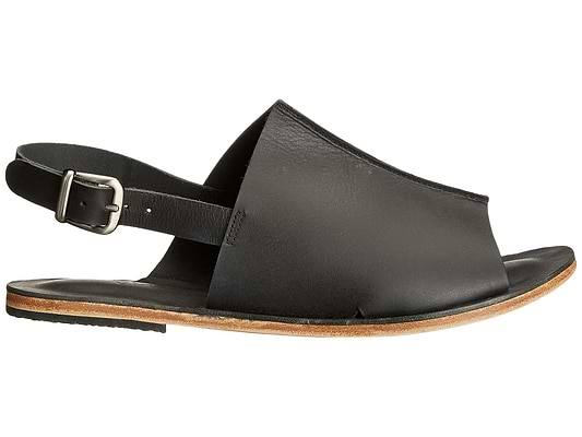 Montana Blvd black, handmade leather with back strap buckle sandals - Side View