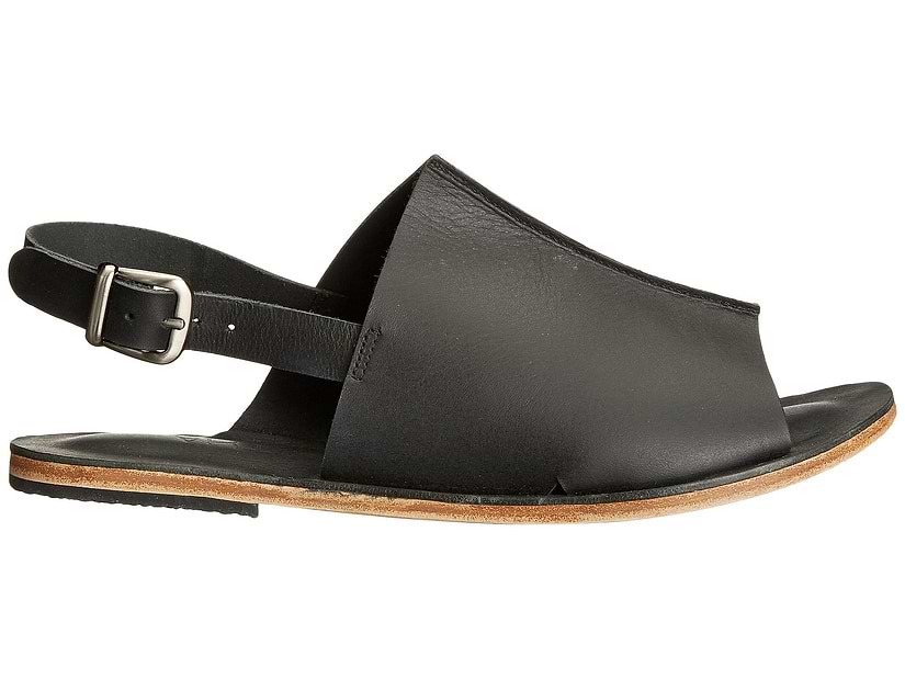 Montana Blvd black, handmade leather with back strap buckle sandals - Side View