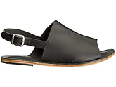 Montana Blvd black, handmade leather with back strap buckle sandals - Side View