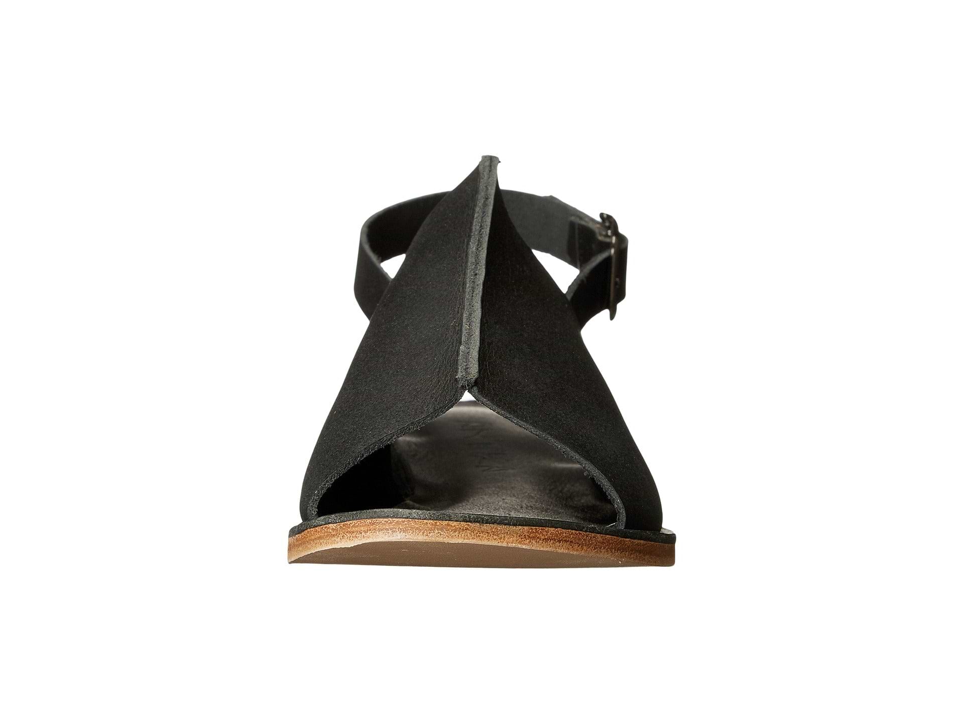 Montana Blvd black, handmade leather with back strap buckle sandals - Front View