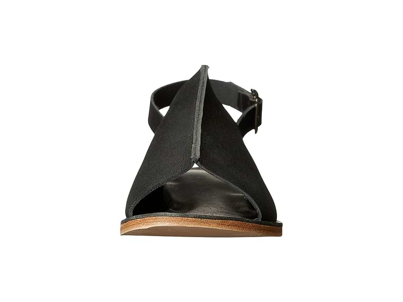 Montana Blvd black, handmade leather with back strap buckle sandals - Front View
