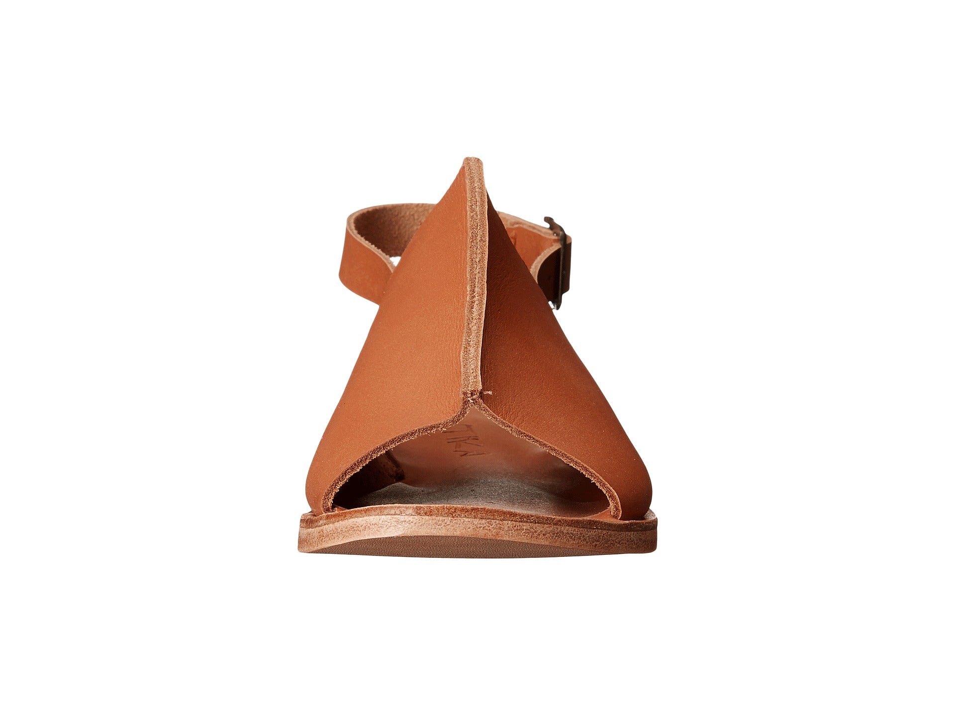 Montana Blvd tan, handmade leather with back strap buckle sandals - front View