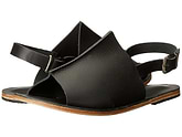 Montana Blvd black, handmade leather with back strap buckle sandals - Side View