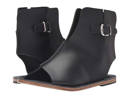 Rodeo Blvd black, handmade leather sandals boot with side buckle - Side View