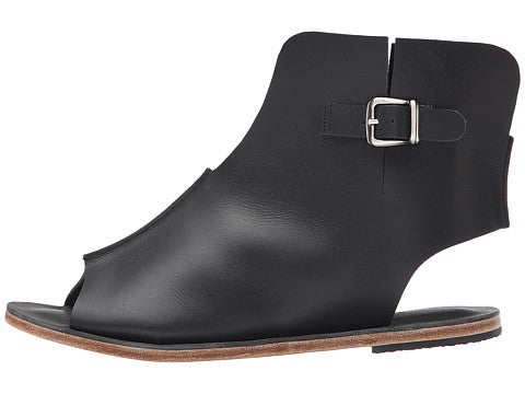 Rodeo Blvd black, handmade leather sandals boot with side buckle  - Side View