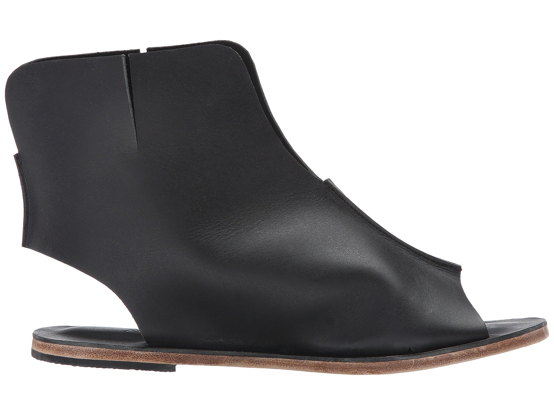Rodeo Blvd black, handmade leather sandals boot with side buckle  - Side View