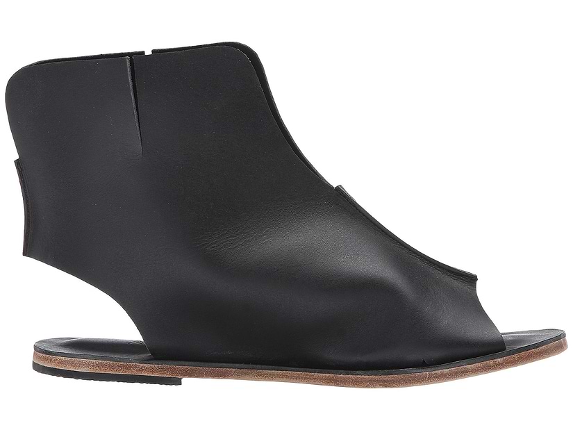 Rodeo Blvd black, handmade leather sandals boot with side buckle  - Side View