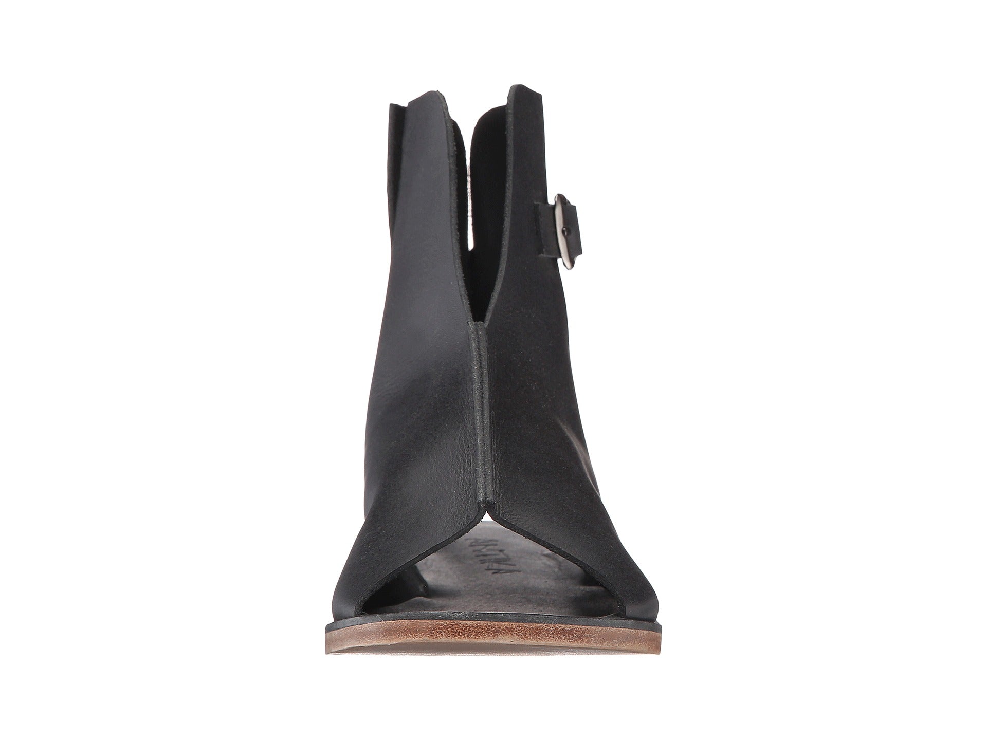 Rodeo Blvd black, handmade leather sandals boot with side buckle  - front View