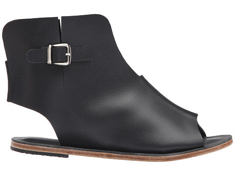 Rodeo Blvd black, handmade leather sandals boot with side buckle  - Side View