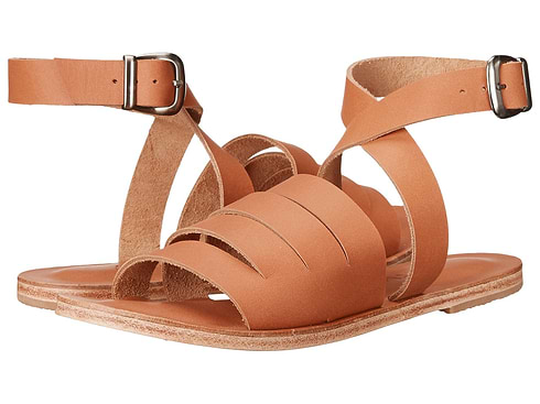 Santa Monica Blvd tan, handmade leather sandals with anklet strap and buckle  - Side View