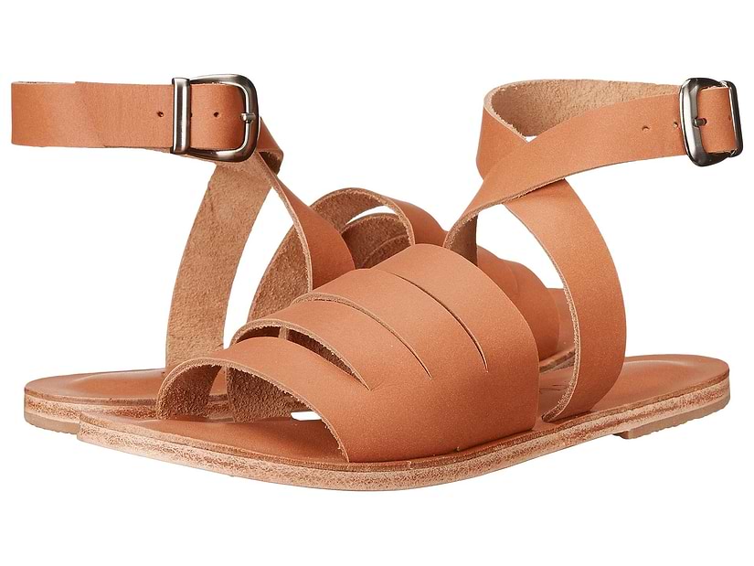 Santa Monica Blvd tan, handmade leather sandals with anklet strap and buckle  - Side View