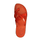 Abigail orange, handmade leather slide sandals with toe loop - Side View