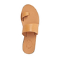 Abra tan, handmade leather slide sandals with toe loop - Side View