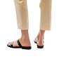 Model wearing Ada black, handmade leather slide sandals 