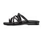 Ariel black, handmade leather slide sandals with toe loop - left View