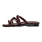 Ariel brown, handmade leather slide sandals with toe loop - left View