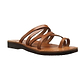 Ariel honey, handmade leather slide sandals with toe loop - Front View