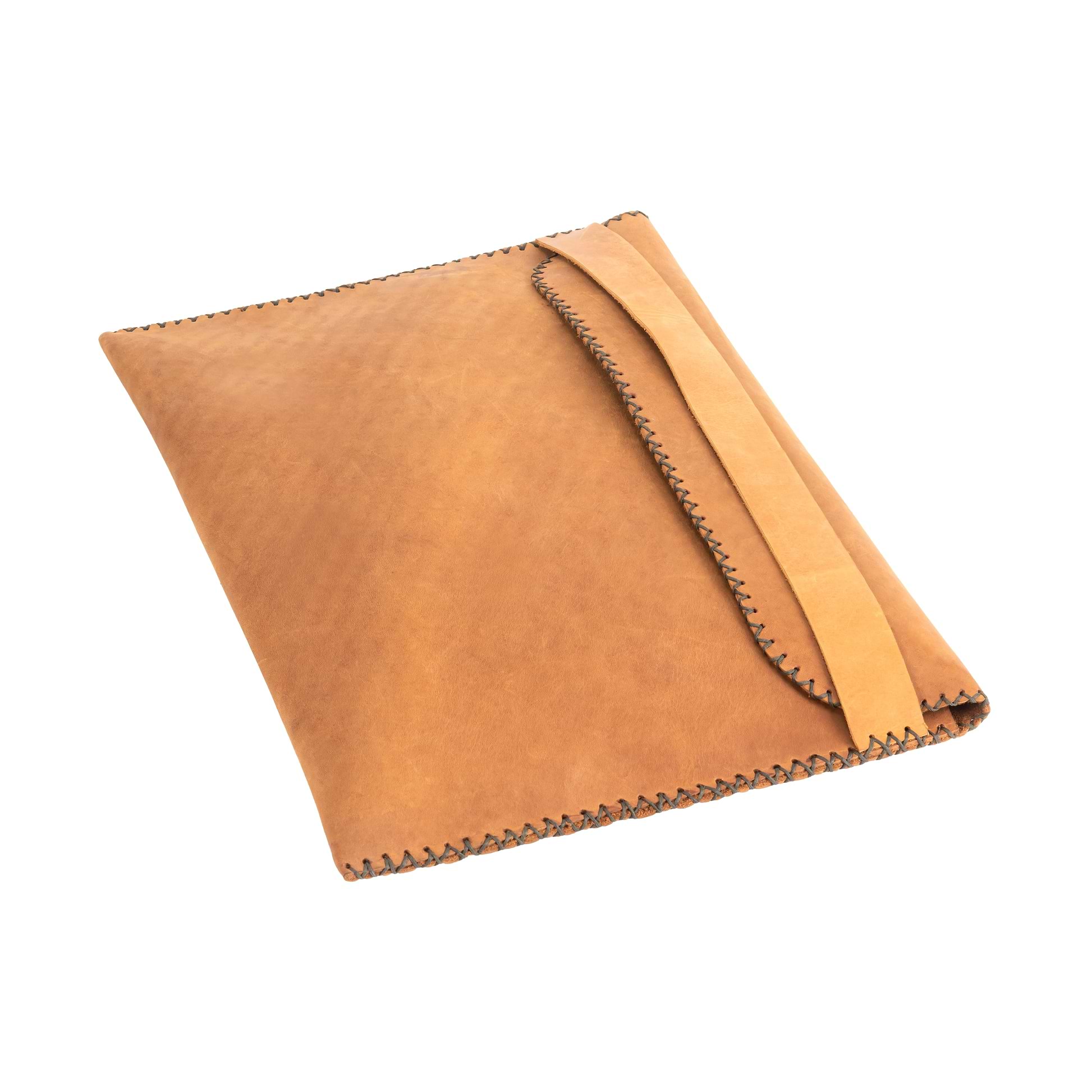 Laptop Leather Cover in brown - front view