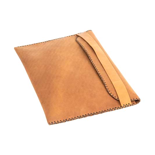 Laptop Leather Cover in brown - front view