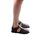 Model wearing Barak brown, handmade leather sandals fisherman sandal silhouette