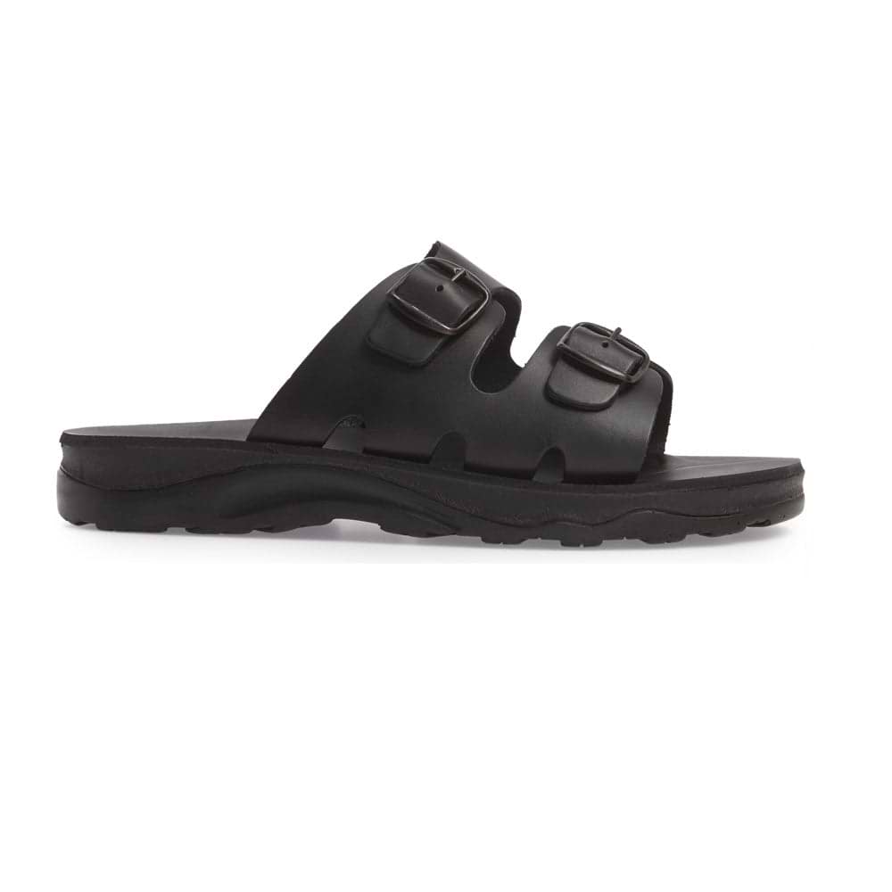 Barnabas Black, handmade leather slide sandals - Side View