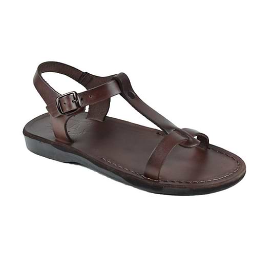 Bathsheba brown, handmade leather sandals with back strap - Front View