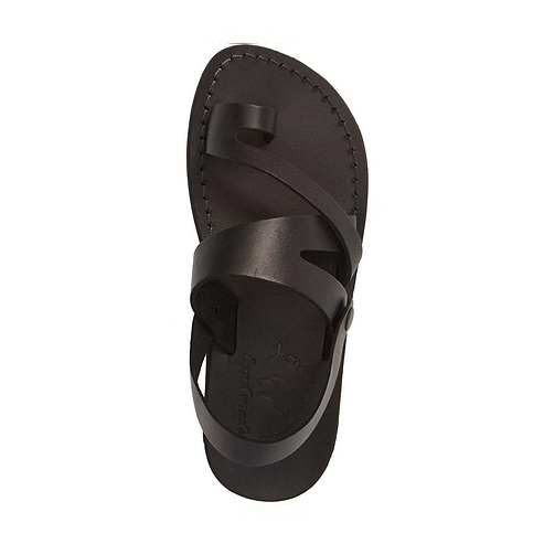 Benjamin black, handmade leather sandals with back strap and toe loop- Side View