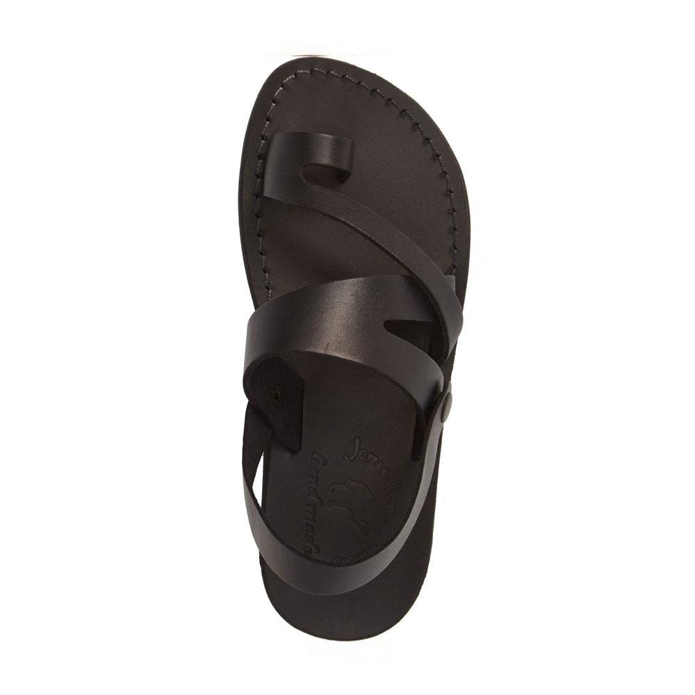 Benjamin black, handmade leather sandals with removable back strap and toe loop - Side view