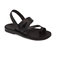 Benjamin black, handmade leather sandals with back strap and toe loop  - Front View
