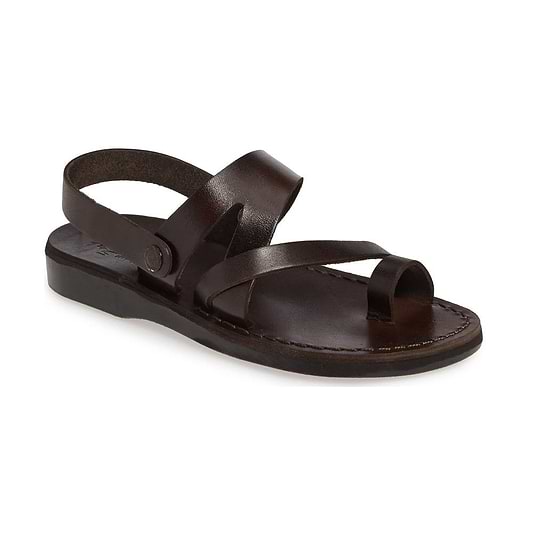 Benjamin brown, handmade leather sandals with back strap and toe loop - Front View