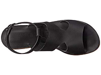 San Vincente Blvd black, handmade leather sandals with anklet strap and buckle  - top View