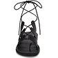 Deborah black, handmade leather sandals with back strap and toe loop- Side View