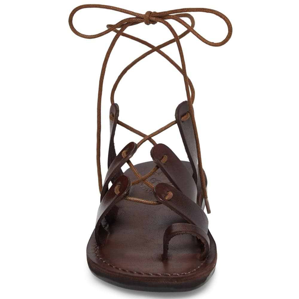 Deborah brown, handmade leather sandals with back strap and toe loop- Side View