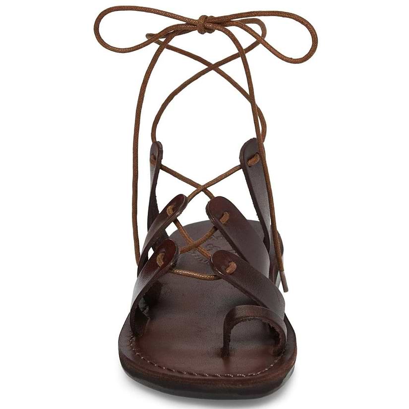 Deborah brown, handmade leather sandals with back strap and toe loop- Side View