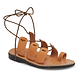 Deborah tan, handmade leather sandals with back strap and toe loop  - Front View