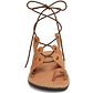 Deborah tan, handmade leather sandals with back strap and toe loop- Side View