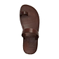 Eden brown, handmade leather slide sandals with toe loop - Side View