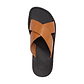 Elan black tan, handmade leather slide sandals - Side View