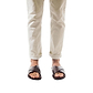 Model wearing Elan brown, handmade leather slide sandals