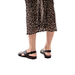 Model wearing Elan Buckle black, handmade leather sandals with back strap - Front View