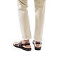 Model wearing Elan Buckle brown, handmade leather sandals with back strap - Front View