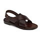 Elan Buckle brown, handmade leather sandals with back strap  - Front View