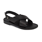 Elan Buckle black, handmade leather sandals with back strap - Front View